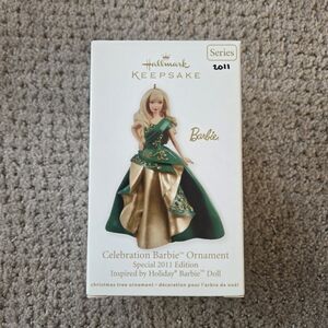 Hallmark Keepsake Celebration Barbie Ornament - Green & Gold 2011